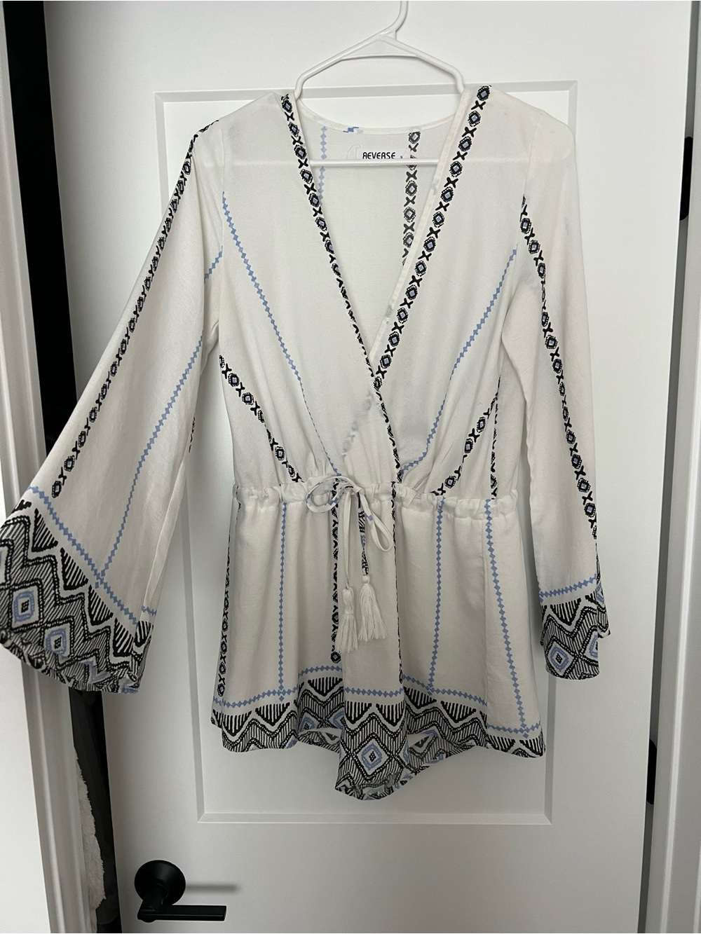 White V-Neck Wrap Romper/ Swim Cover-Up